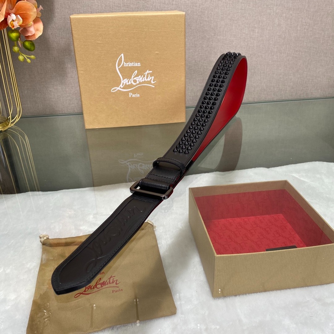 Authentic Christian Louboutin Belt Gunmetal Buckle 3.5cm/1.38″