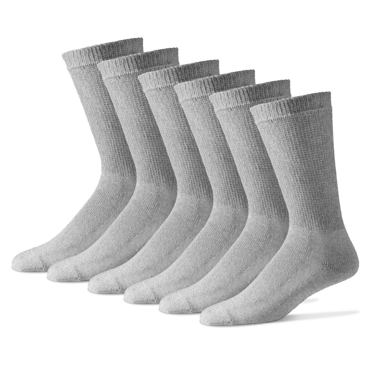 6 Pair Gray Men’s Women Physicians Choice Crew Cushioned Diabetic Socks 3 Sizes