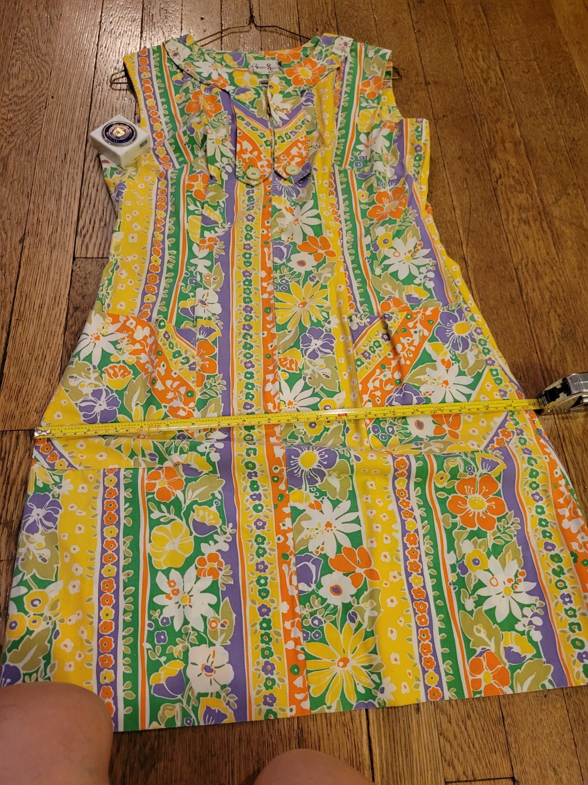 Shaker Square Bill Sims Vtg Sleeveless Front Pockets 60s petite measurement pics