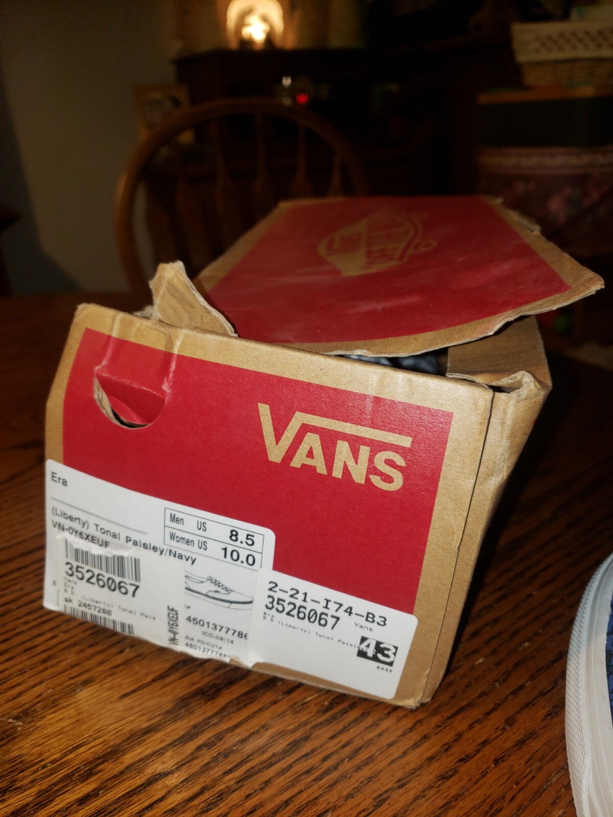 Vans ERA Liberty Art Fabrics Tonal Paisley Navy Size 8.5 Men/ 10 Women