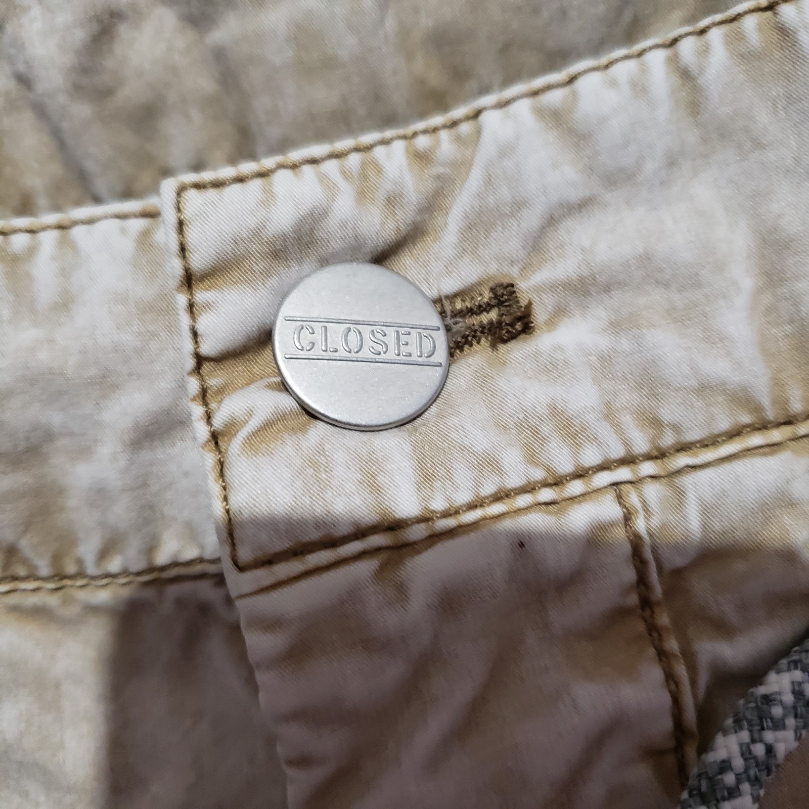 Closed Brand Lexi Drawstring Zip Up Lightweight Pants Tan Portuguese Fabric