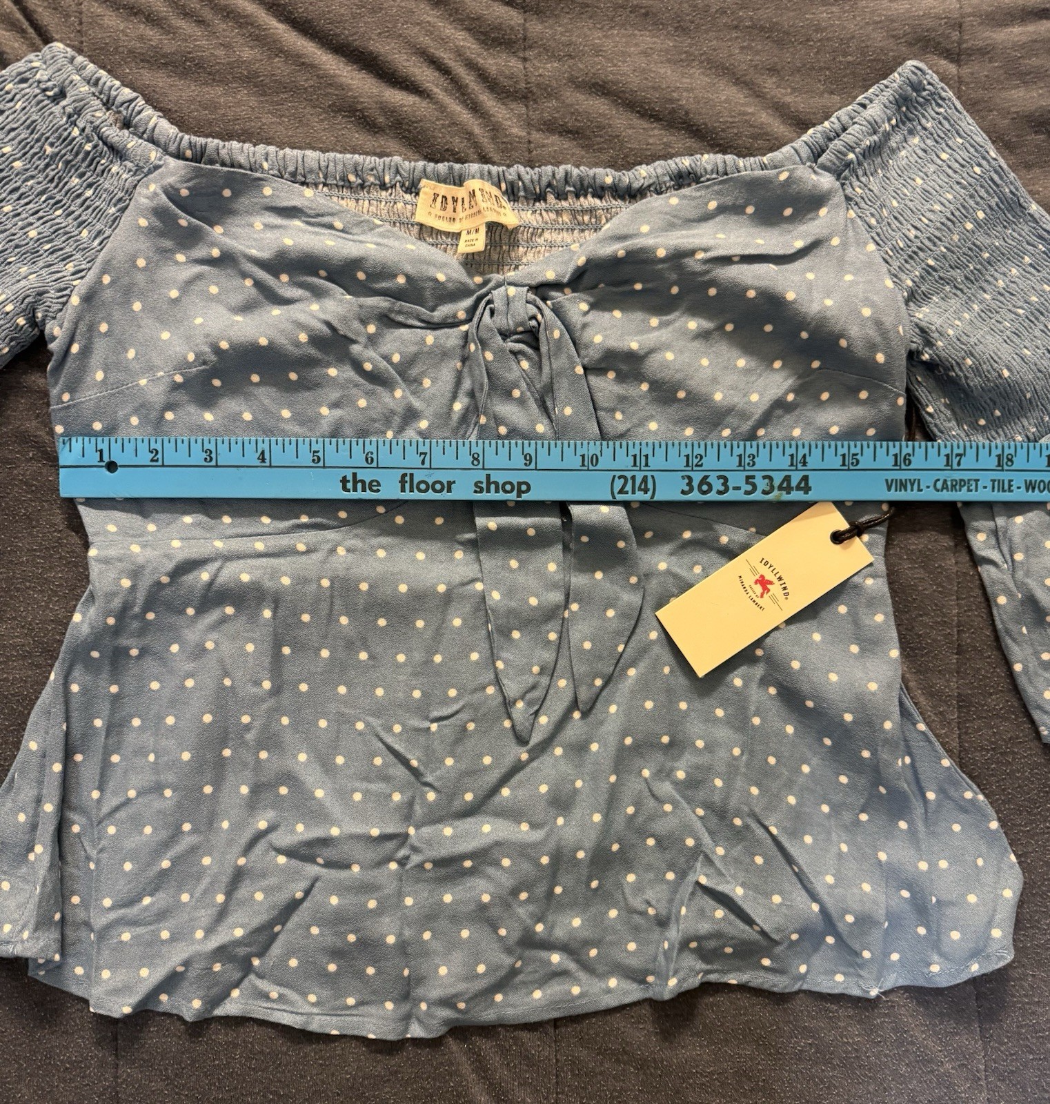 IDYLLWIND WOMEN’S Medium DREAMER OFF THE SHOULDER POLKA DOT TOP NWT