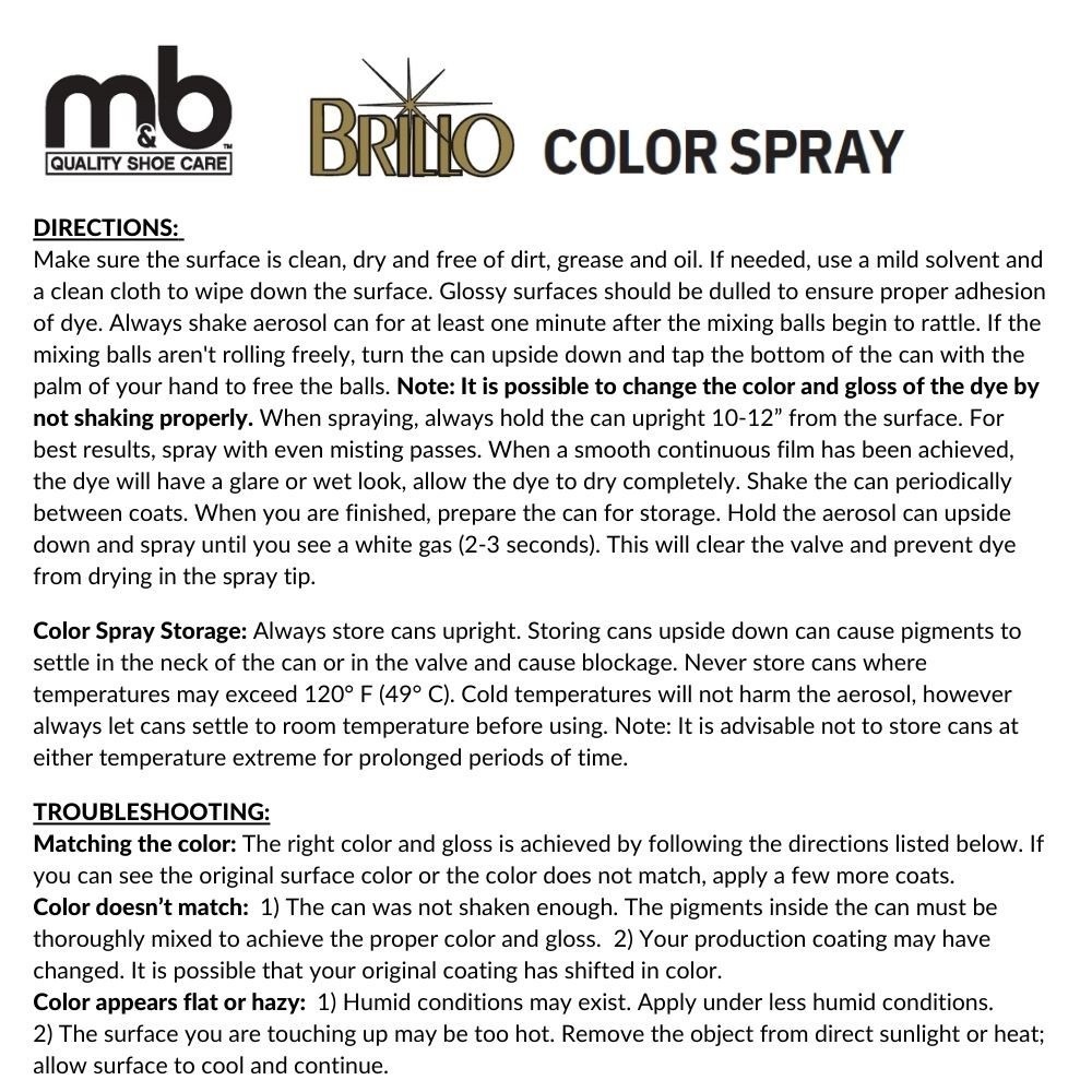 SHOE COLOR SPRAY 4.5oz – ASSORTED COLORS