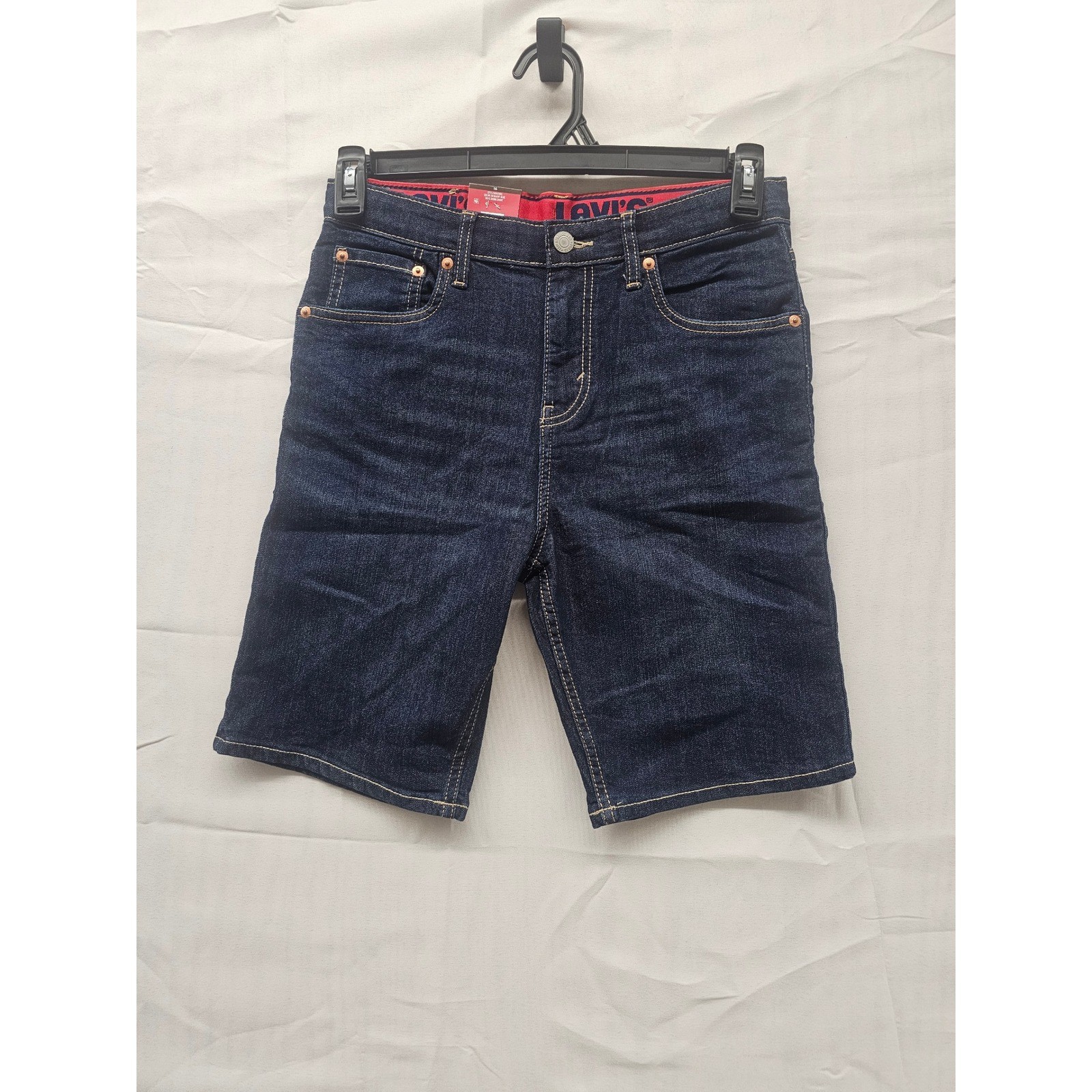 Levis 511 Slim Fit Boys Denim Shorts Resilient Blue Size 16 Adjustable Waist NEW