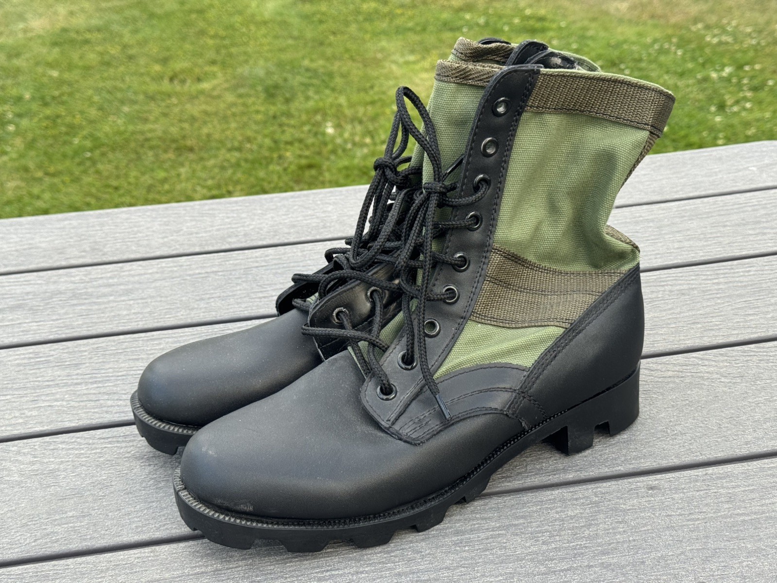 Men’s Black & Green Rothco Combat Tactical Jungle Lace Up Boots, Size 9