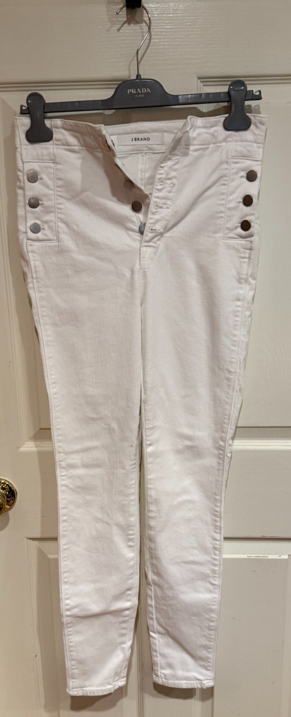 J Brand Natasha in White BLANC High Skinny Button Stretch Jeans 28