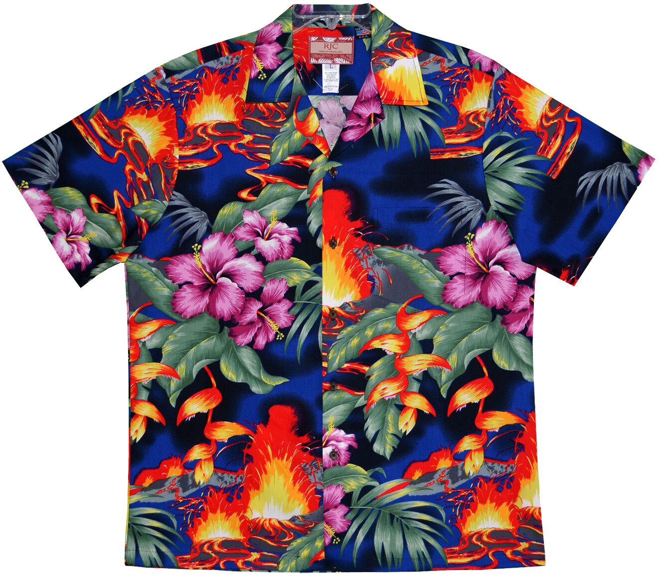 Hibiscus Heliconia Volcano Men’s Hawaiian Shirt
