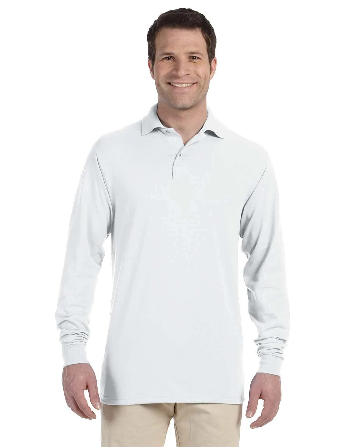 Jerzees Men’s Long Sleeve Polo with SpotShield 437ML, S-2XL Polos, 50/50 Blend