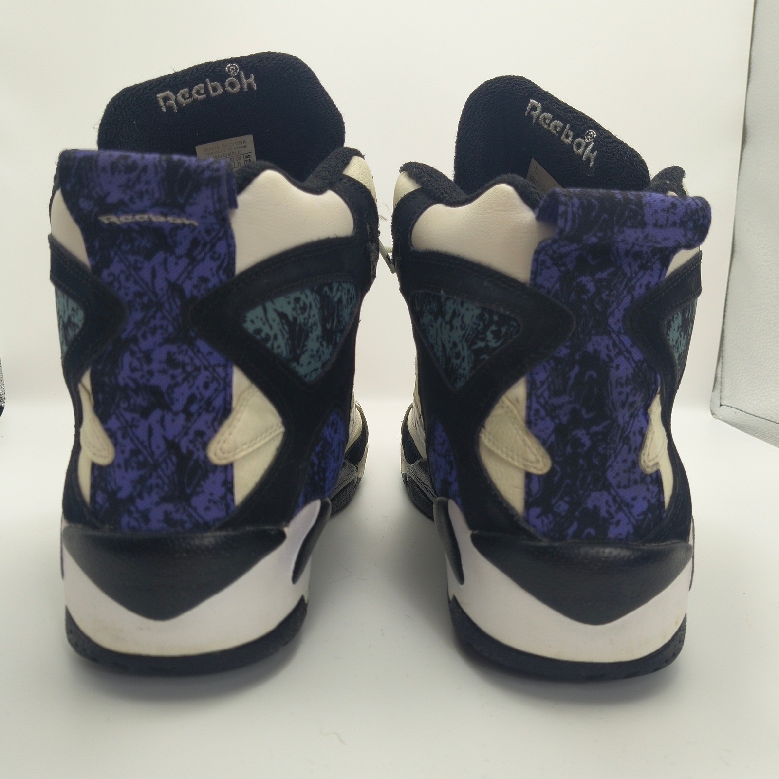 Reebok Pump Blacktop Battleground White Black Purple Mens Size 13 High Top