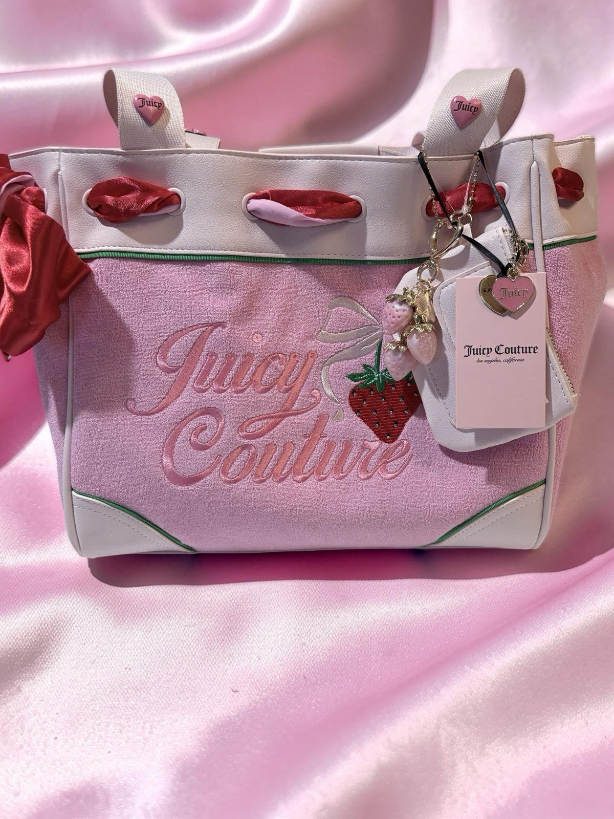 Juicy Couture Retro Strawberry Day Dreamer Customized Bow & Charm 1 Of A Kind