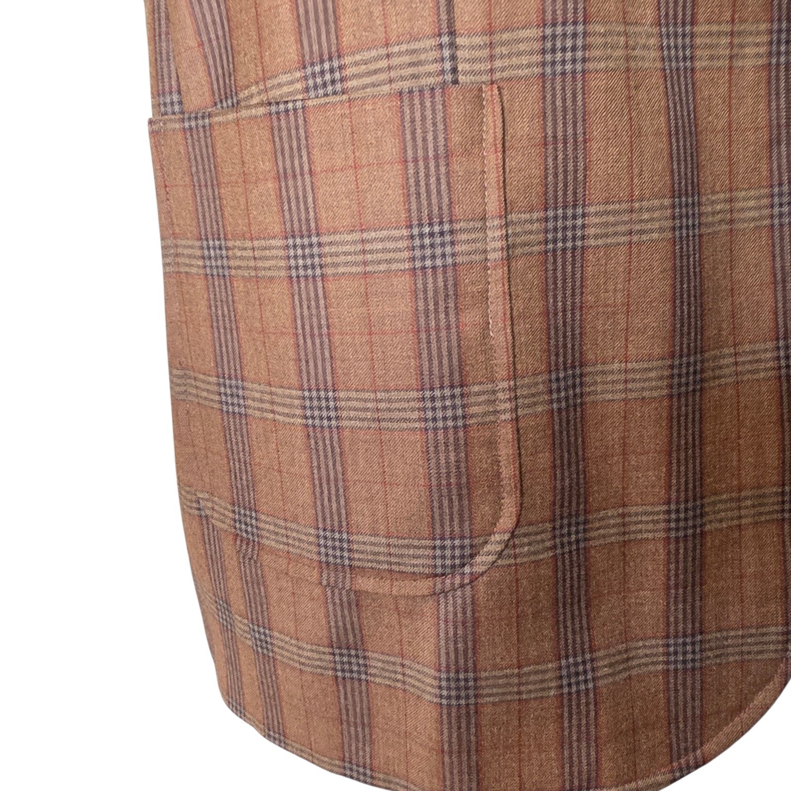 Bespoke Plaid Blazer 46r Full Canvas Working Cuff Patch Pocket Dual Vent