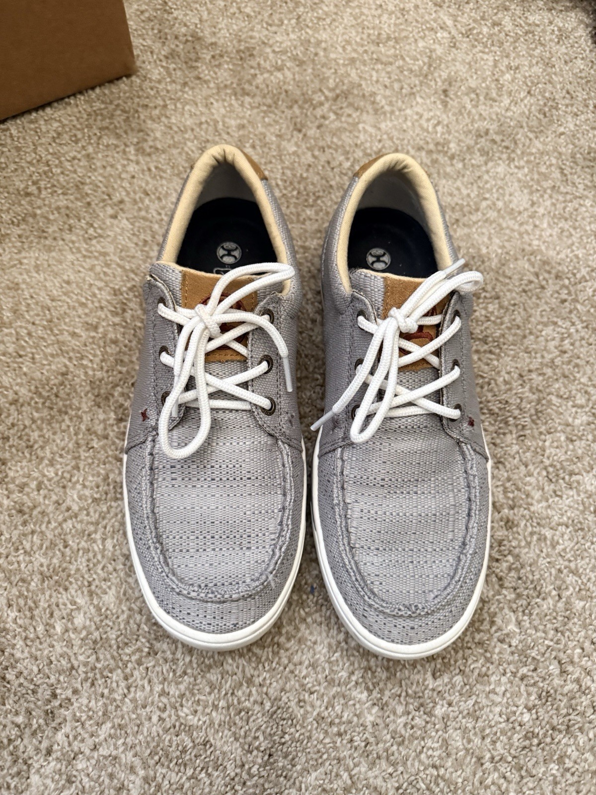 Twisted X Shoes Mens Size 7 Gray Canvas Moccasin Loafers Casual Comfort
