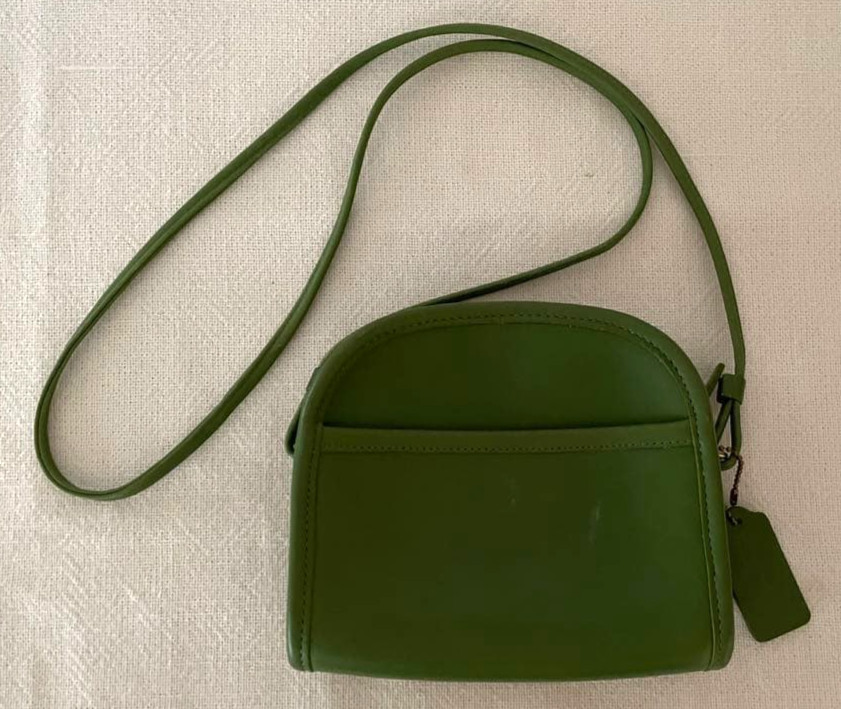 Vintage COACH Abbie Zip 9017 Green Leather Crossbody Mini Bag Rare color