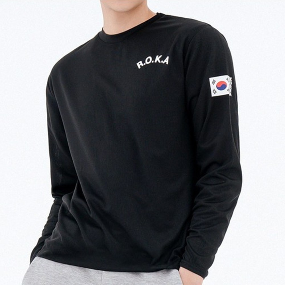 ROKA Korea Army Long Sleeve T-Shirt | ROCATI Cool Dry Black Military Tee | S–4XL