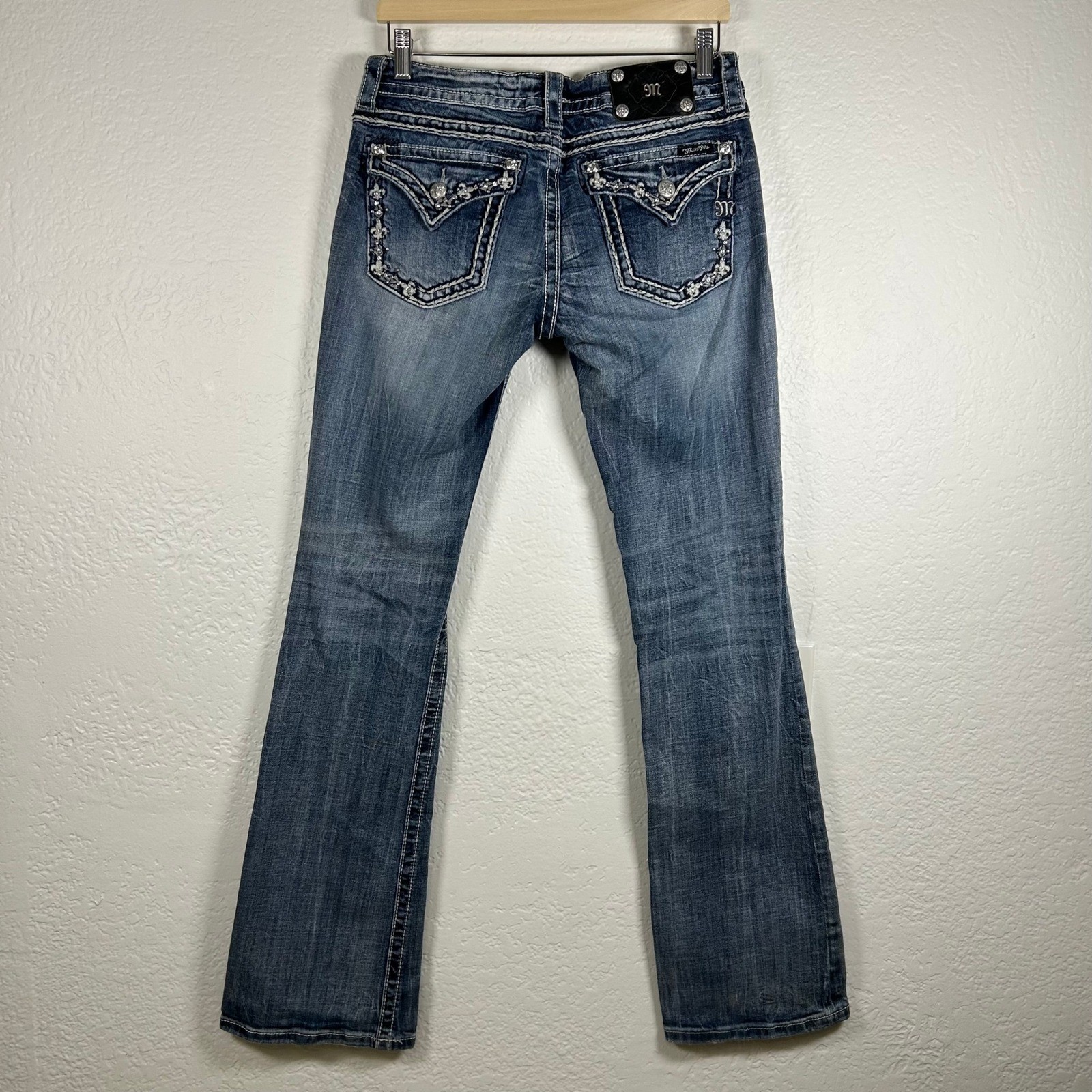 Miss Me Bootcut Jeans Blue Embellished Rhinestone Pockets JP5800B Size 30
