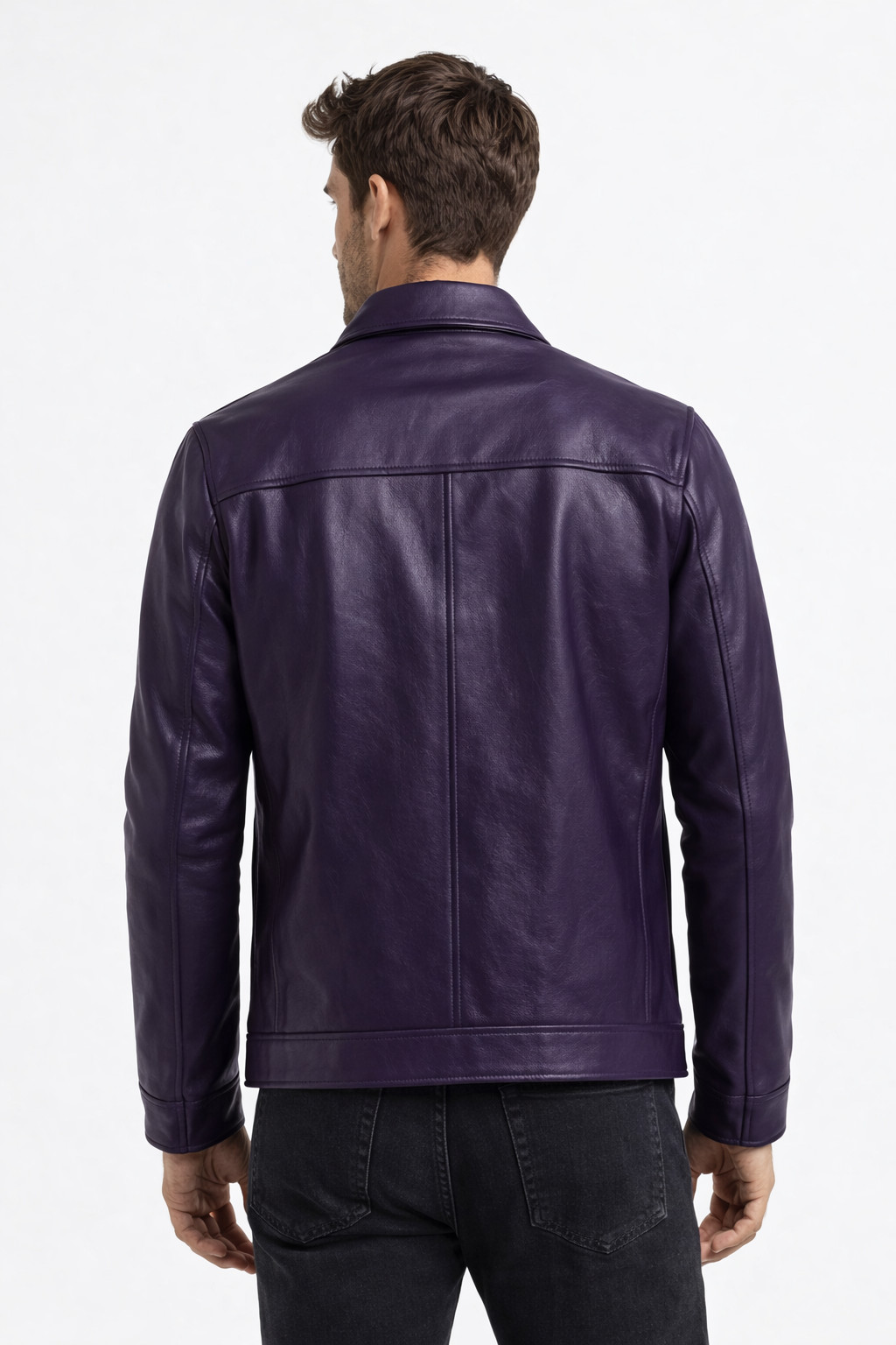 Men’s Genuine Leather Jacket Classic Zip Up Casual Biker Bomber Outerwear Coat