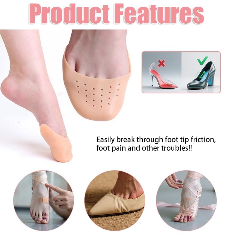 4 Pairs Silicone Toe Protectors for Ballet and High Heels – Soft Gel Dance Pa…