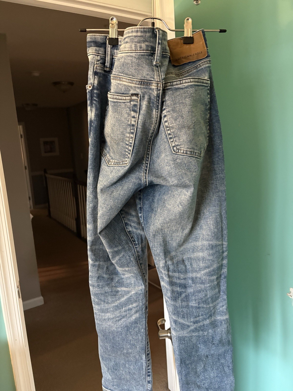American Eagle Two Jean Combo, 32 Waist 30 Length, Blue Jeans, And Ripped Beige