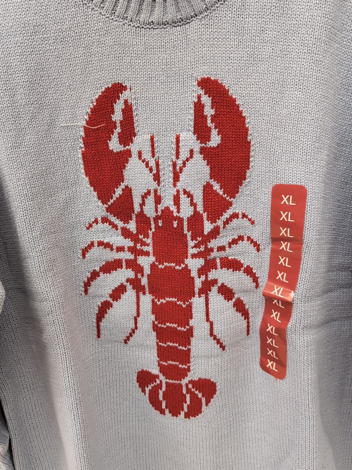 Wmns Mighty Fine Midweight Crew Neck Easy Fit Americana Sweater Lobster Sz XL