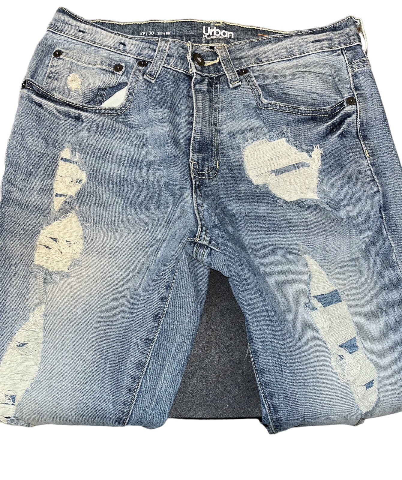 Urban Pipeline Skinny Jeans Teens Size 29 x 30 Blue Cotton Slim Fit Ripped