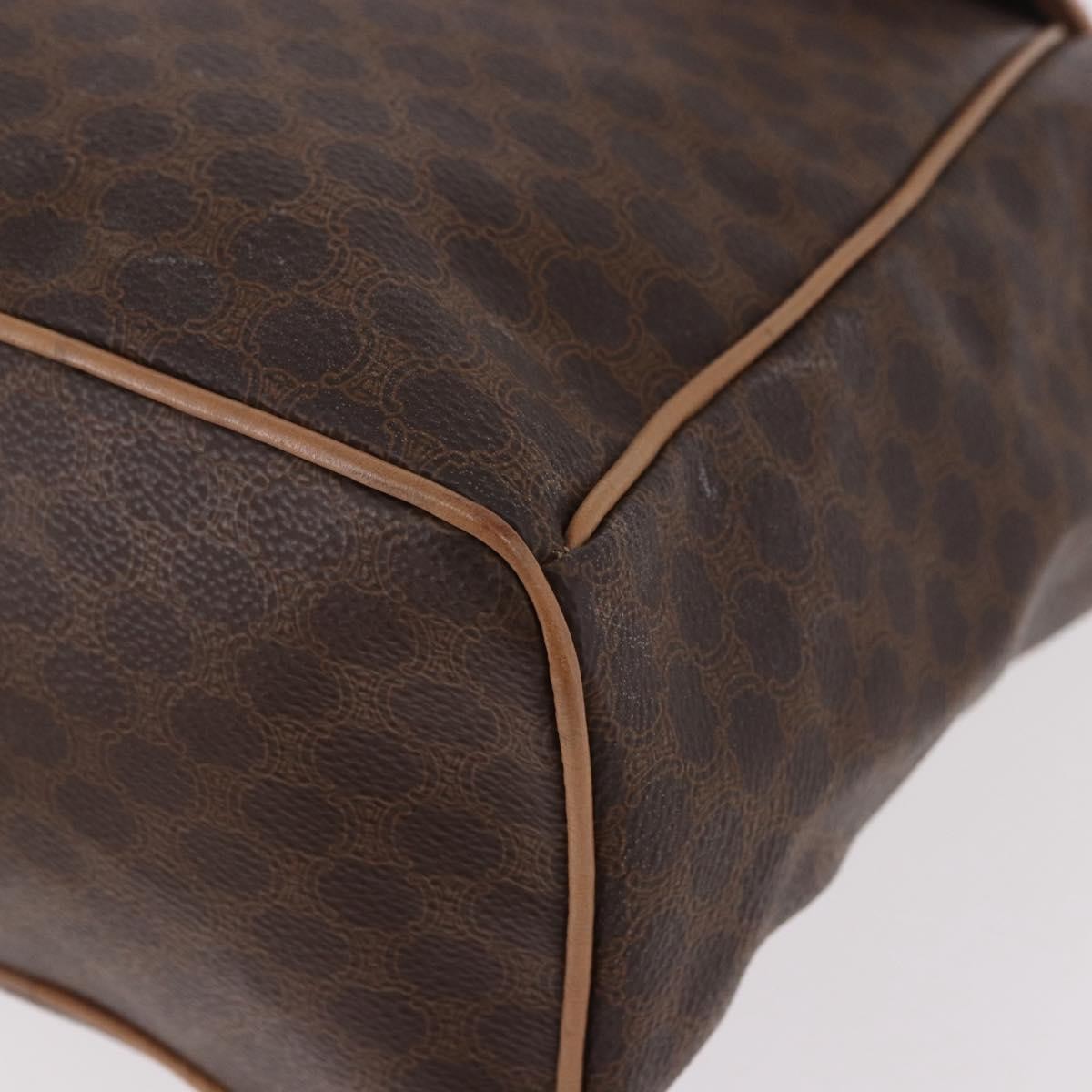 CELINE Macadam Canvas Backpack PVC Leather Brown Gold Auth 186101A