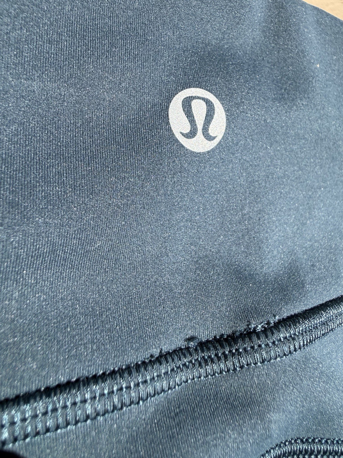Lululemon Fast and Free Biker Short Compression Blue Women Size 8 Teal High Rise