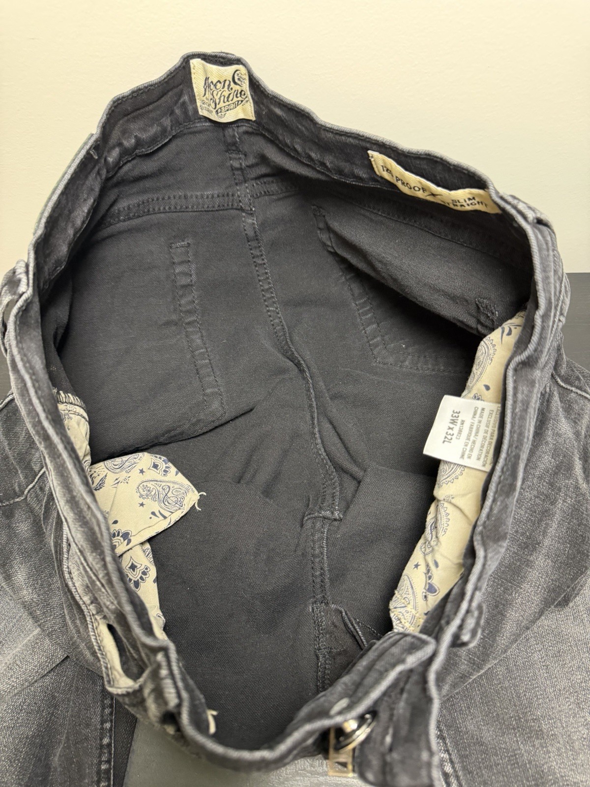 Moon Shine Spirit Brad Paisley 120 Proof Slim Straight Jeans Mens 33X32 Black