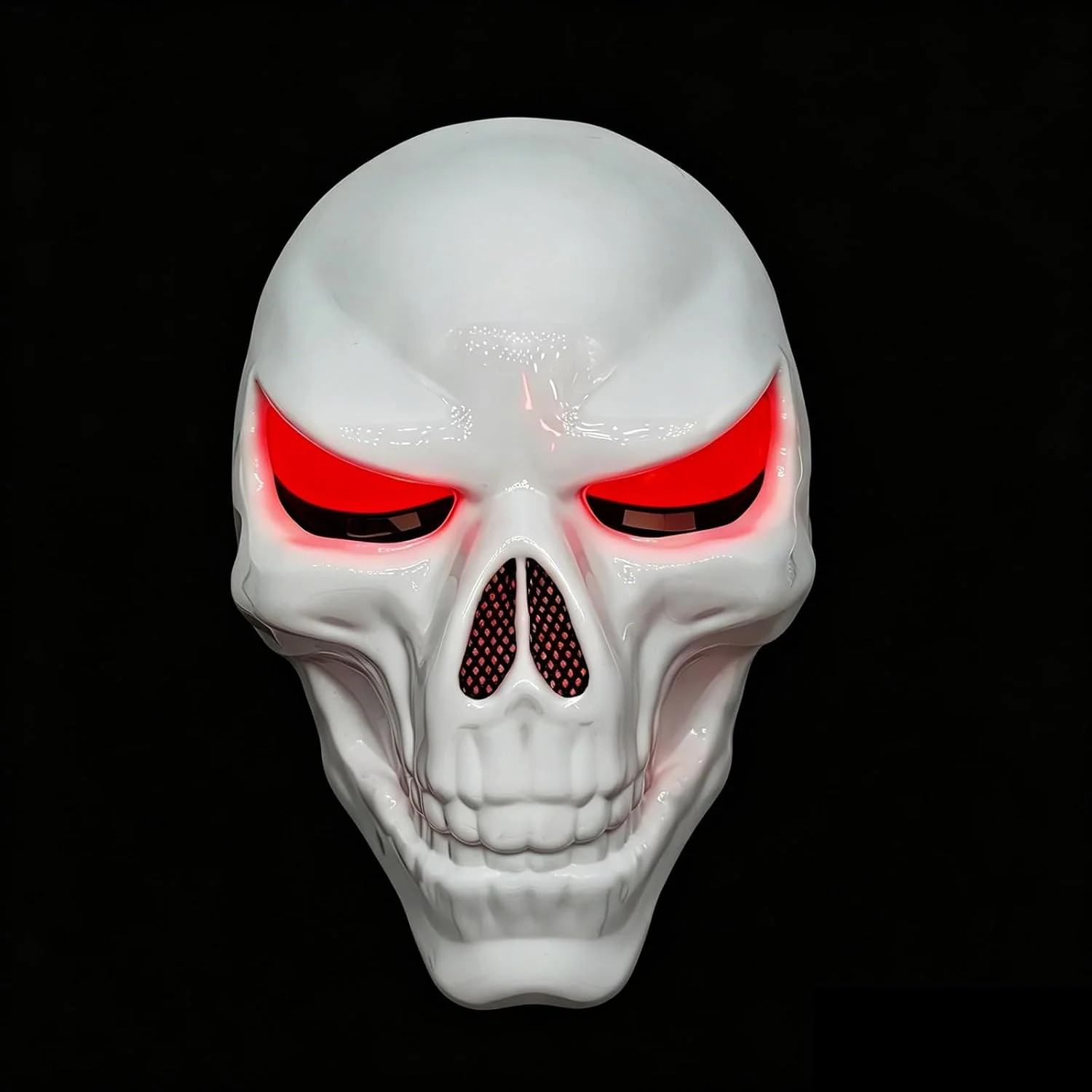 LED Skeleton Mask with Glowing Red Eyes, Halloween Costume for Adult Scary | 3 L