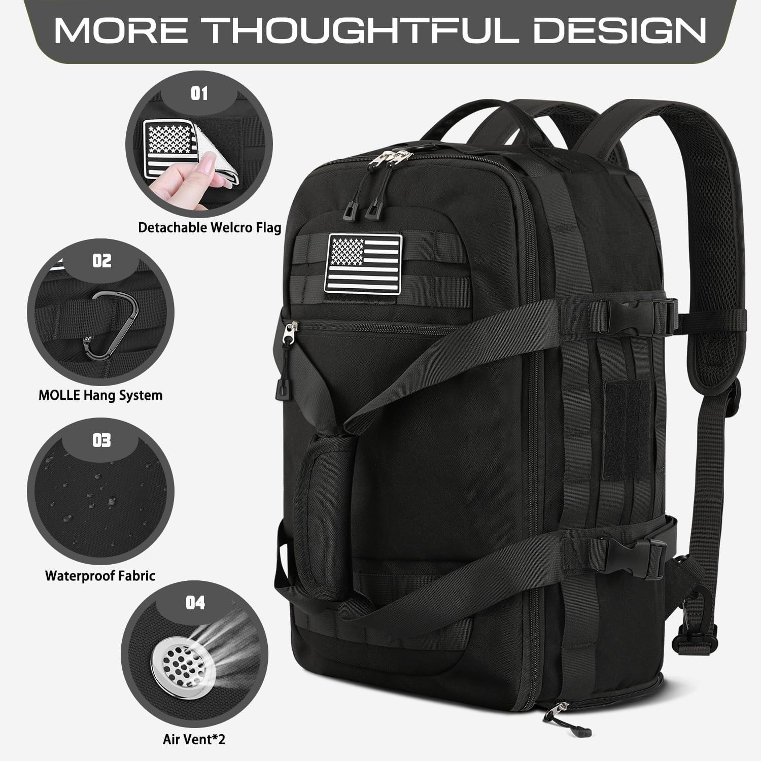 3 in 1 Carry on backpack, Gym Bag, Tactical Duffel Bag for Men&Women.