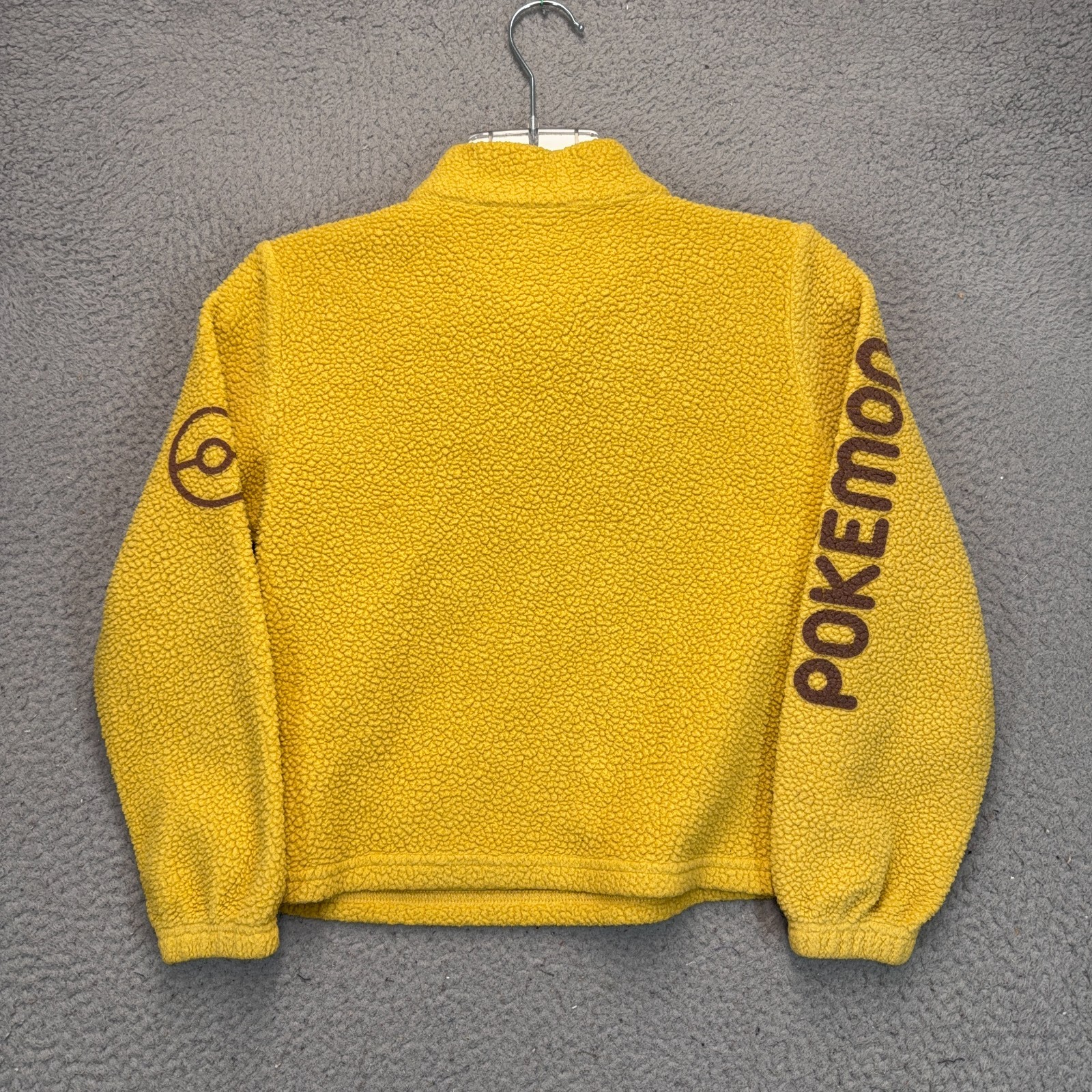 Pokemon 1/4 Zip Fleece Sweater Boys Large 10/12 Yellow Pikachu Pullover Cartoon