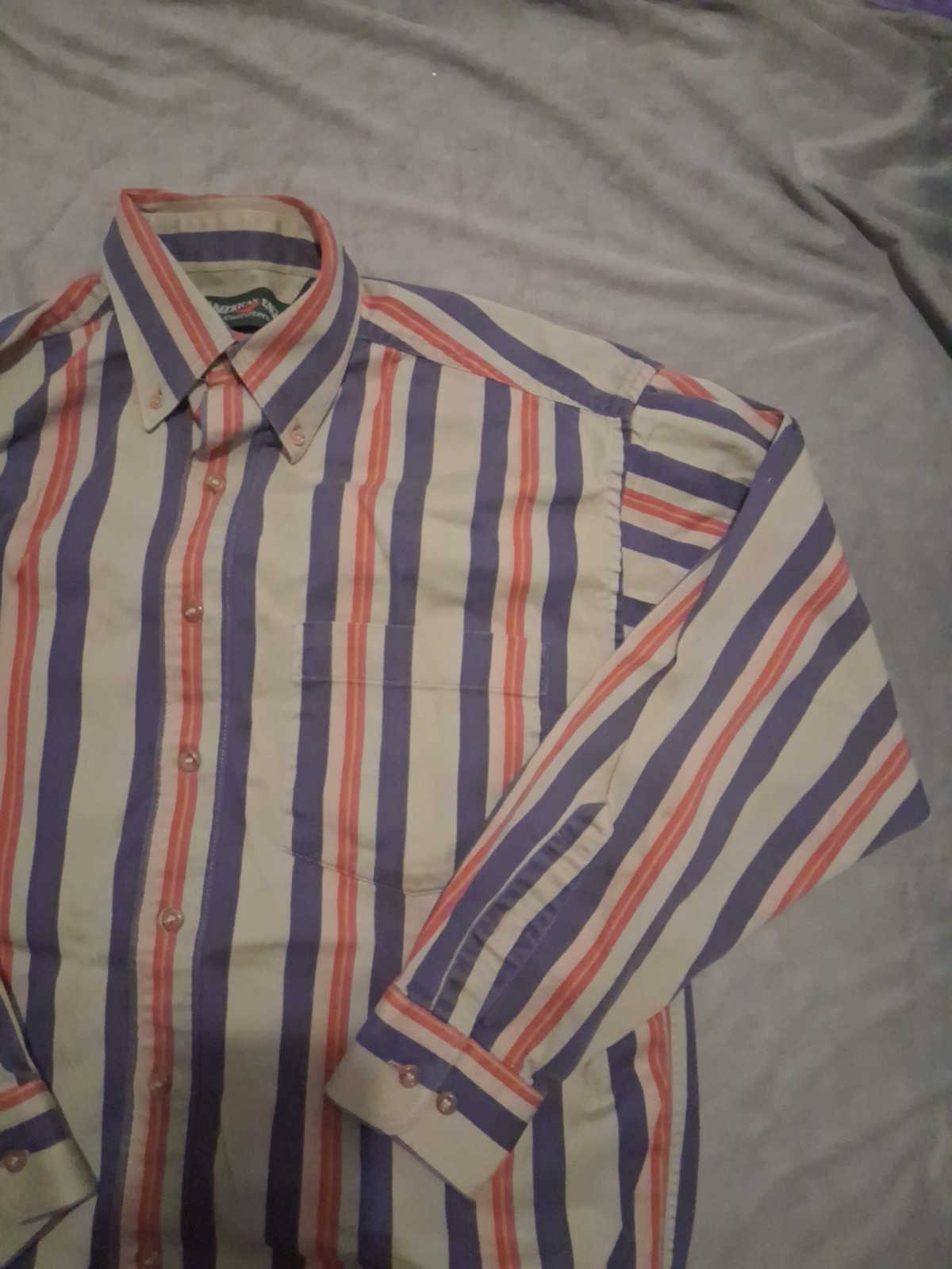American Eagle Button Down Shirt Mens Medium Chambray Vintage Vertical Striped