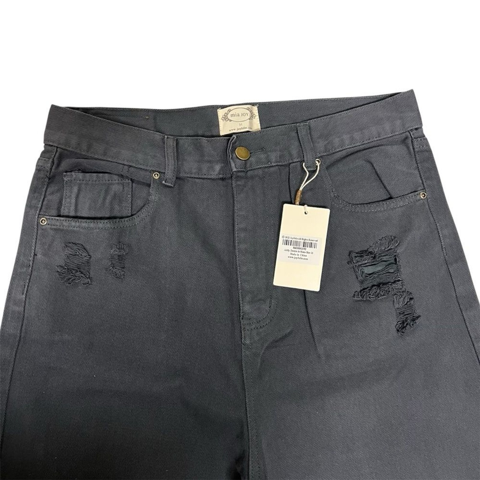 Joyfolie Addy Slate Denim Jeans Size 31 High Rise Distressed Cotton Boho Bottoms