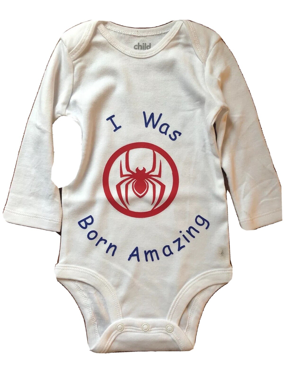 Spiderman Baby One Piece Carter’s Size 3 To 6 Month White 0 Cotton