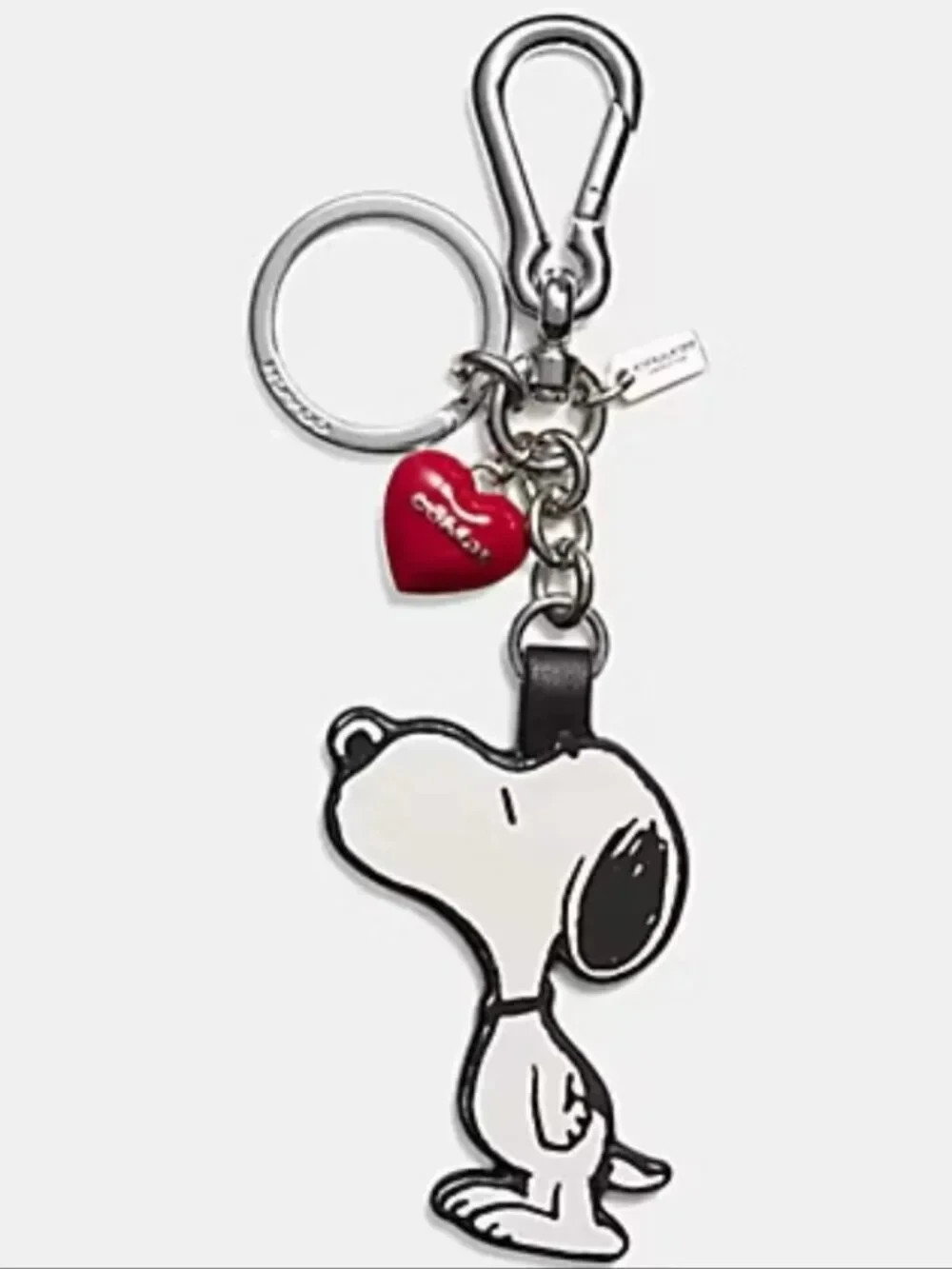 NEW Coach Snoopy Peanuts Kissing Red Love Heart Keychain Bag Charm Fob F65164