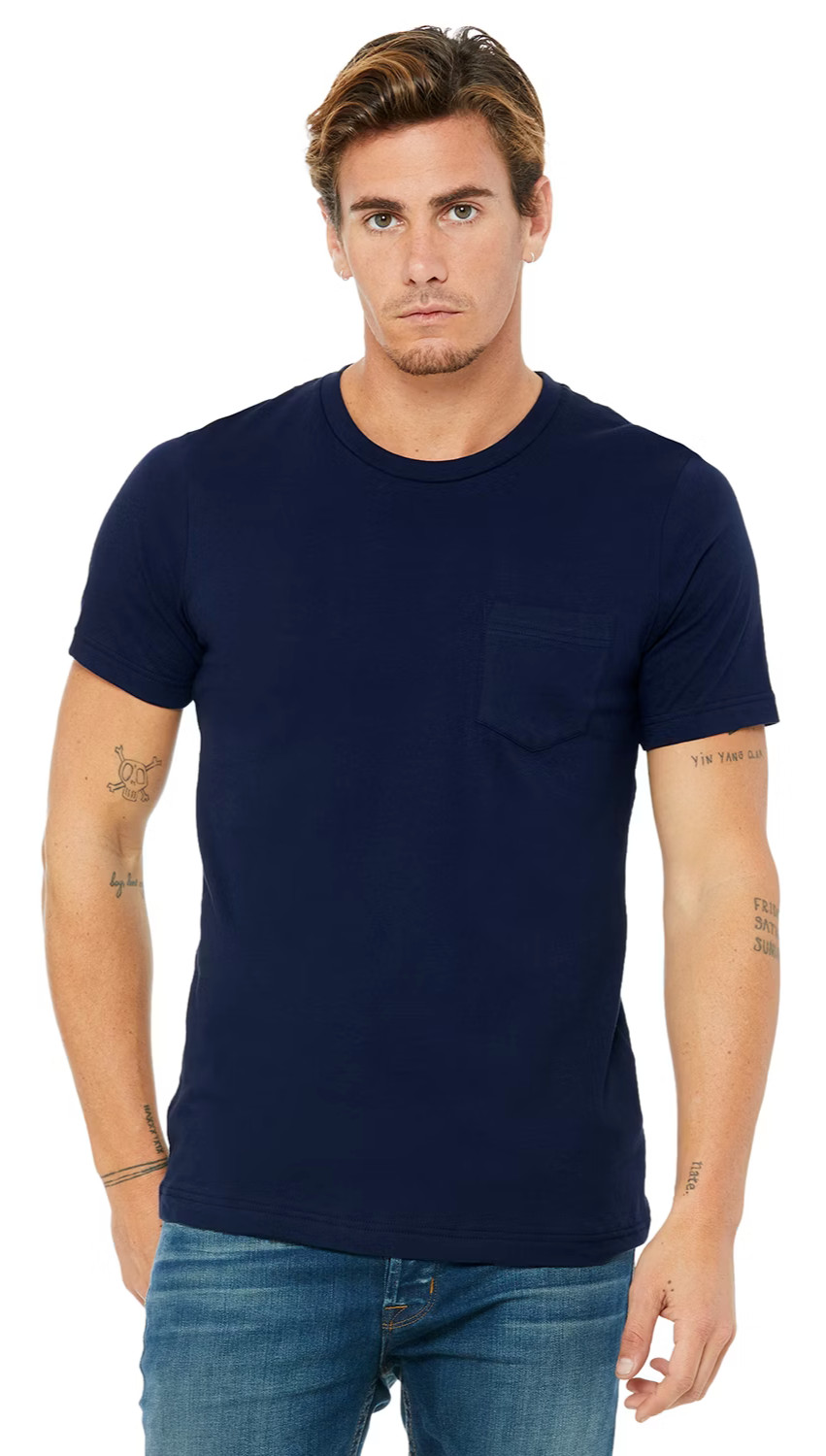 Bella Canvas Mens Short Sleeves Crew Neck T Shirt Navy L