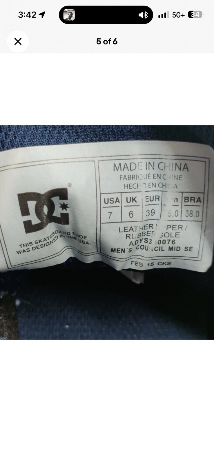 DC Shoe Council Mid Se Ankle High Canvas Sneaker Size 7 Rare