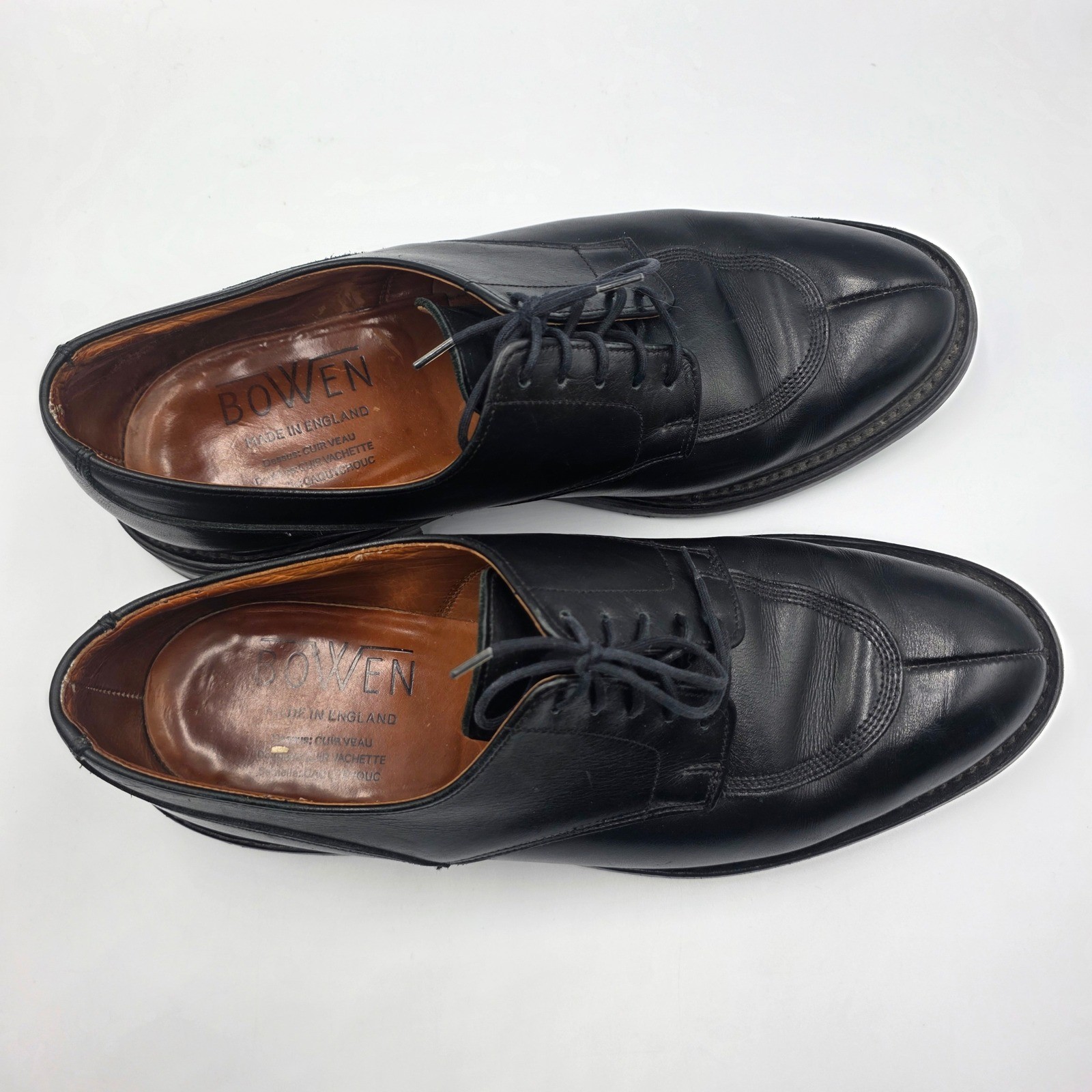Bowen Made in England Black Leather Split Toe Derby Shoes 7986 Dainite Sole 9