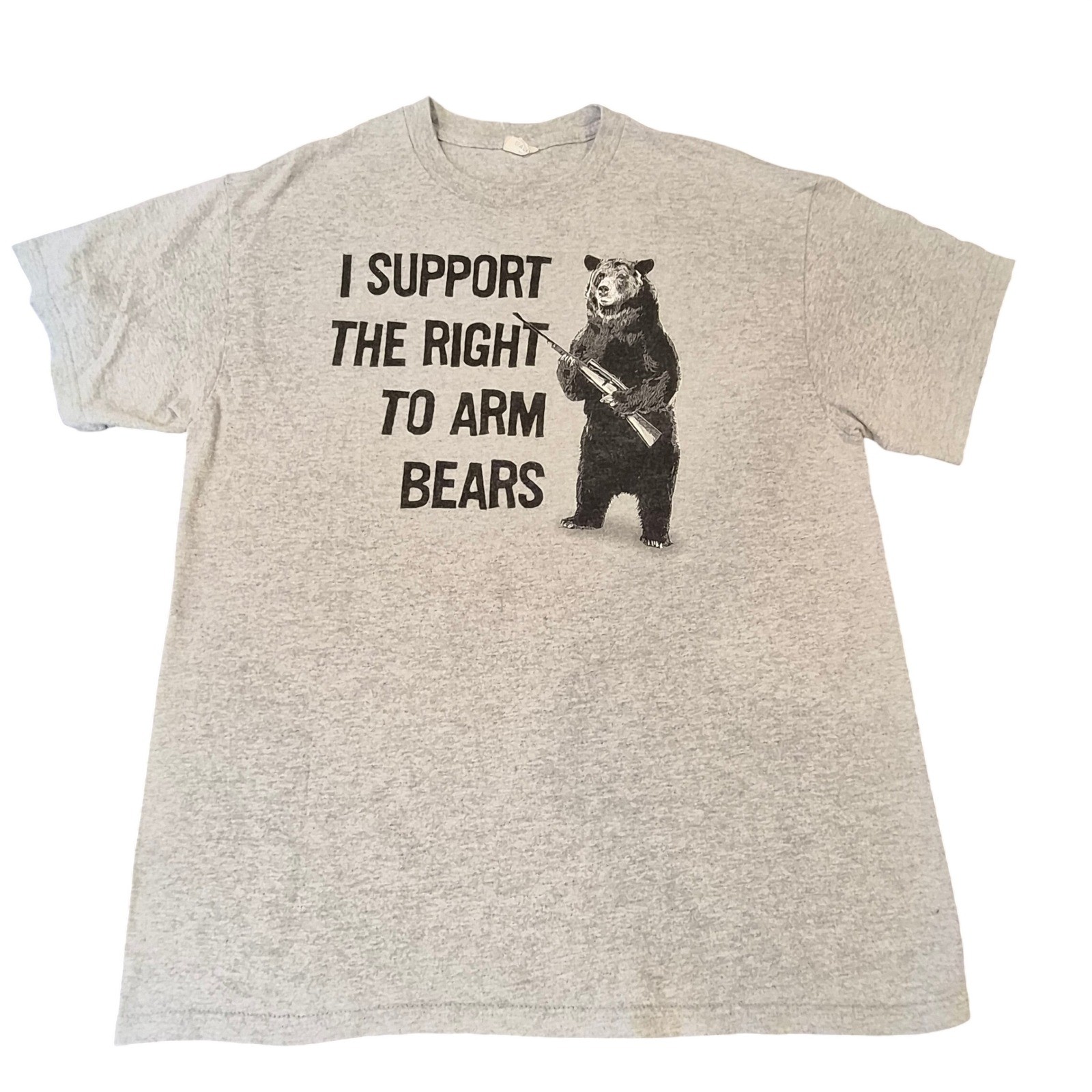 Delta Pro Weight I Support The Right To Arm Bears Graphic T-Shirt Gray Mens L