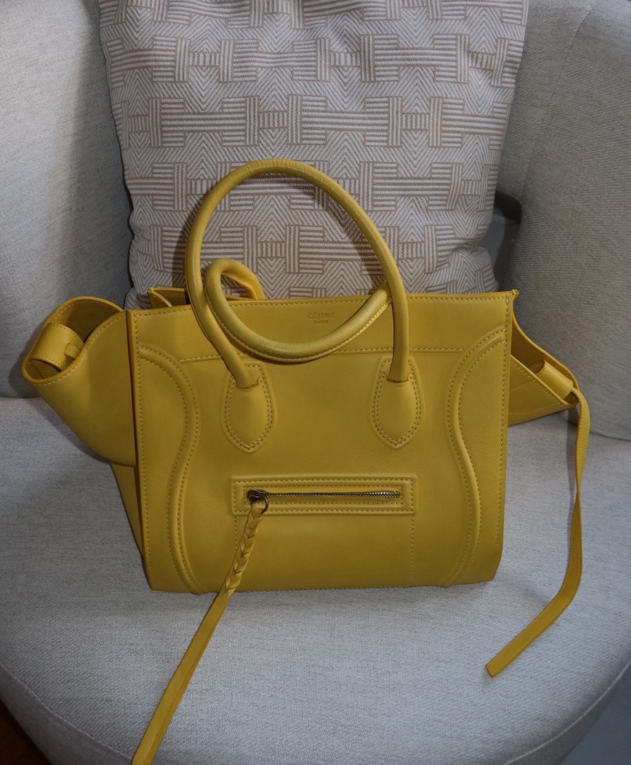 Celine Yellow Leather Medium Phantom Luggage Tote Bag $4200 With Dust Bag