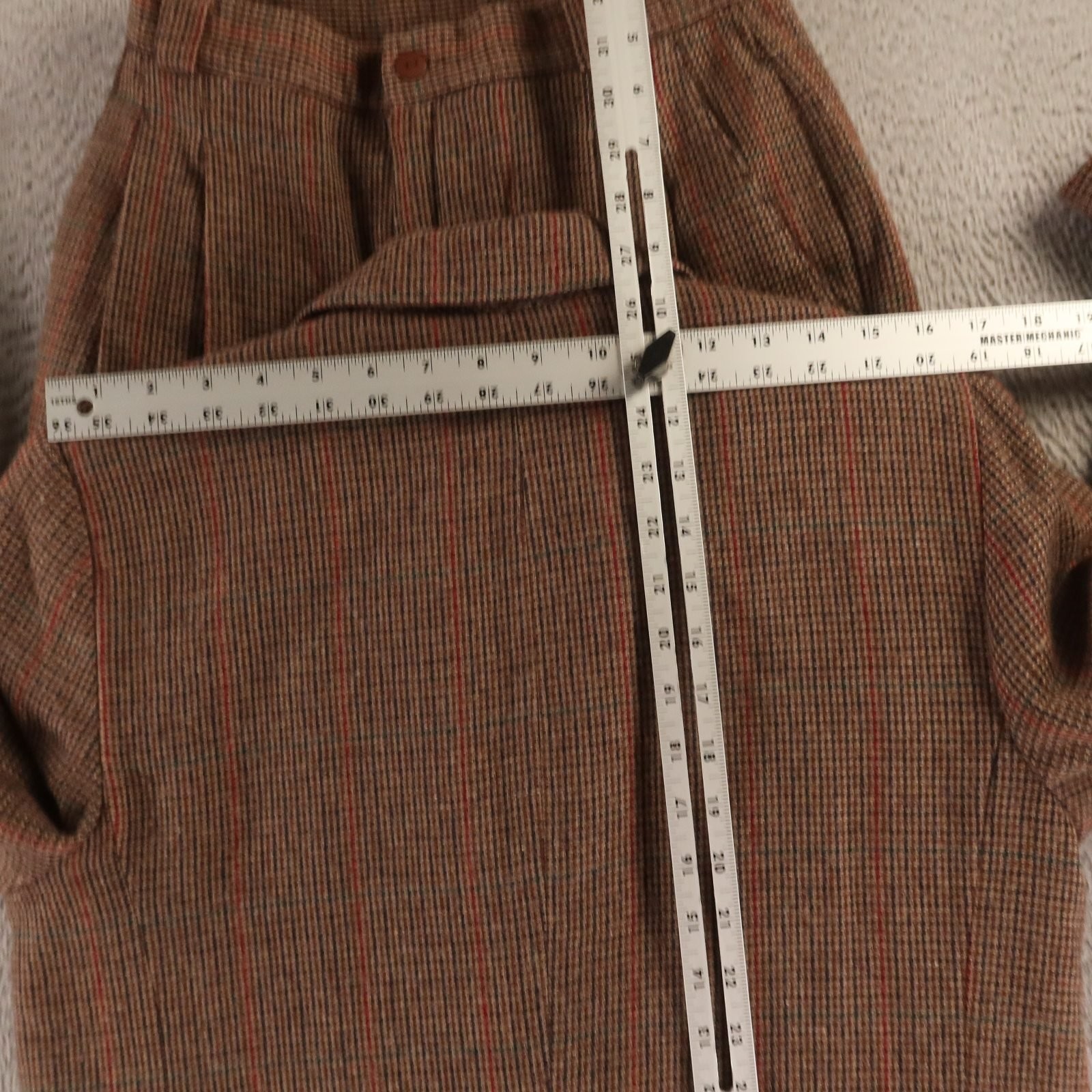 VTG Tweed Suit Womens 12 Brown Houndstooth Check Wool Blend Double Breasted