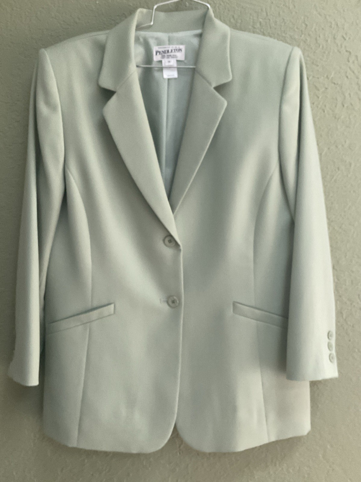 Pendleton Womens 14 SPEARMINT 100% Pure Virgin Wool USA CAREER Blazer Jacket