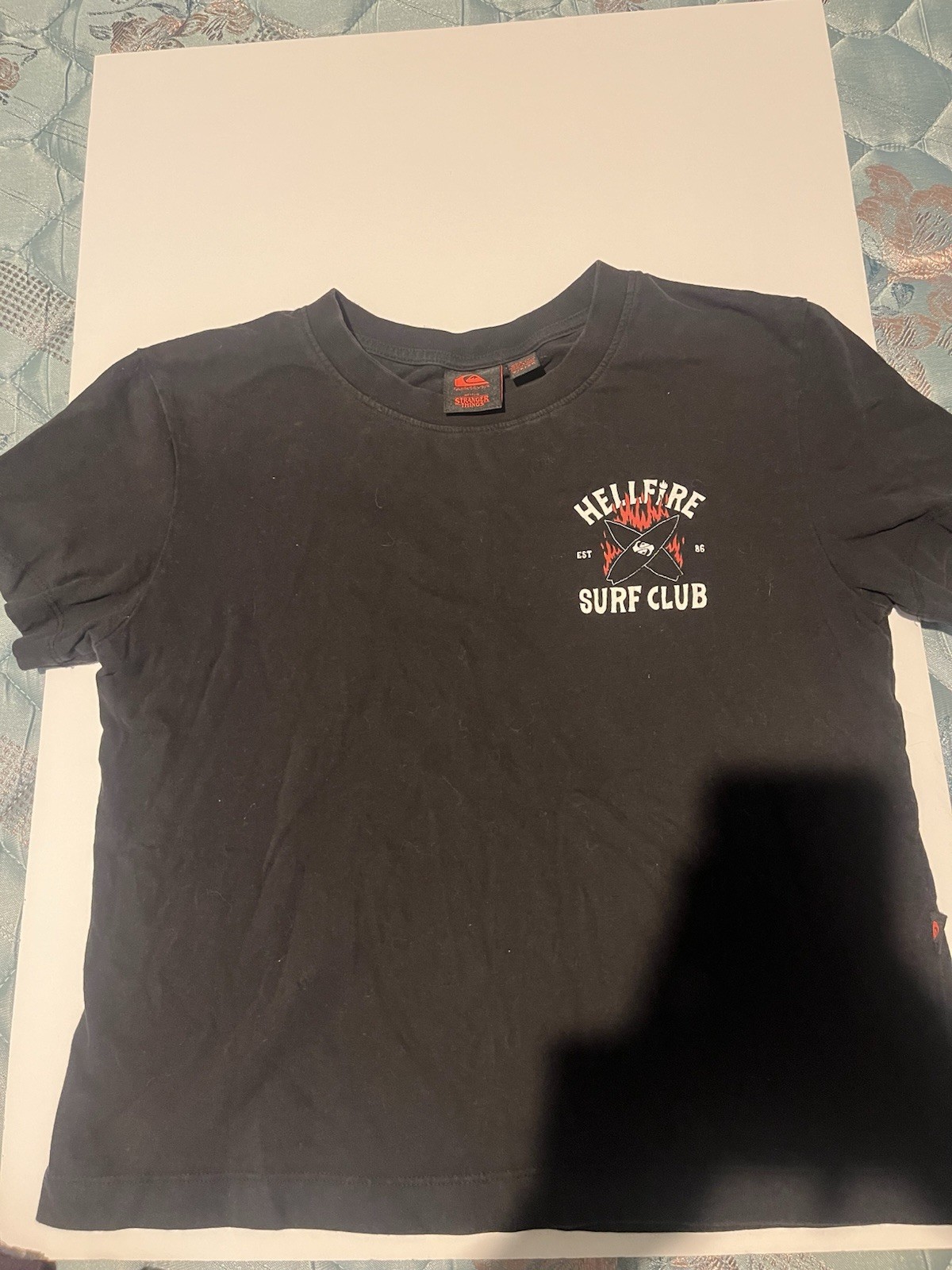 Quiksilver Unisex Black Hellfire Surf Club Graphic Logo Crew Neck T-Shirt S