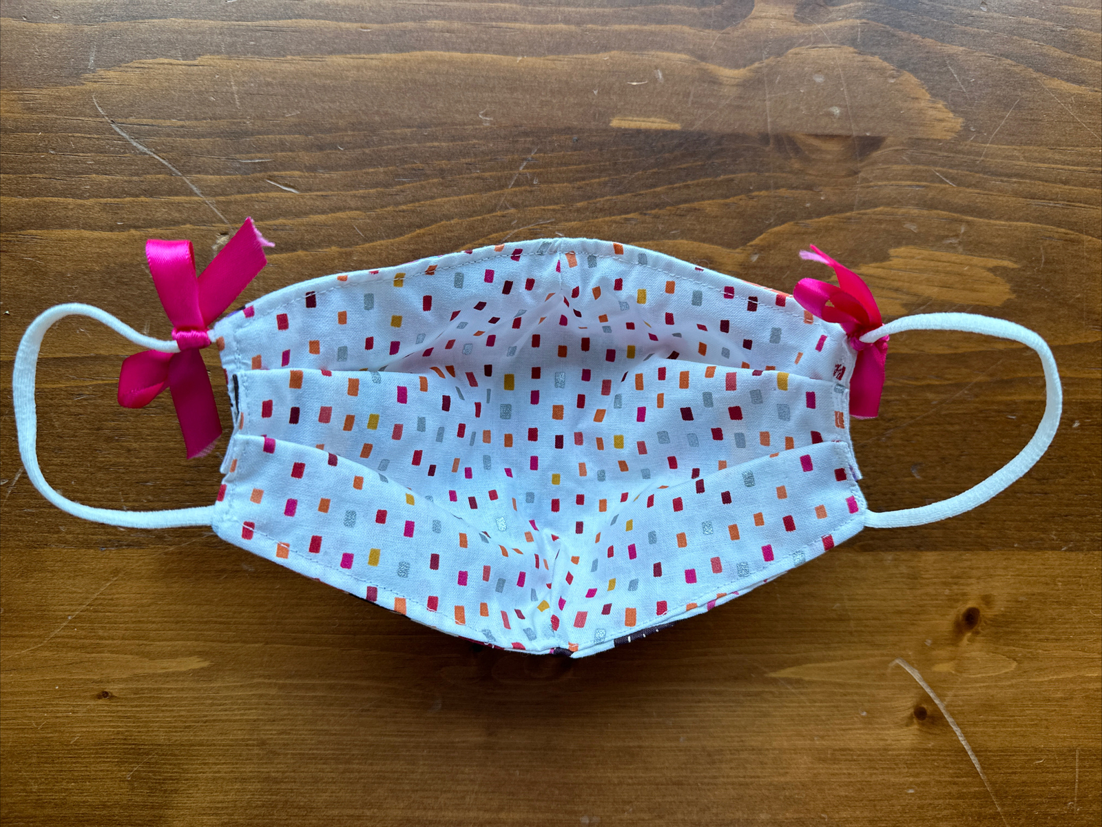 Fancy Handmade Cotton Fabric Cloth Mask Cupcake Print Adult Bows Flower Birthday