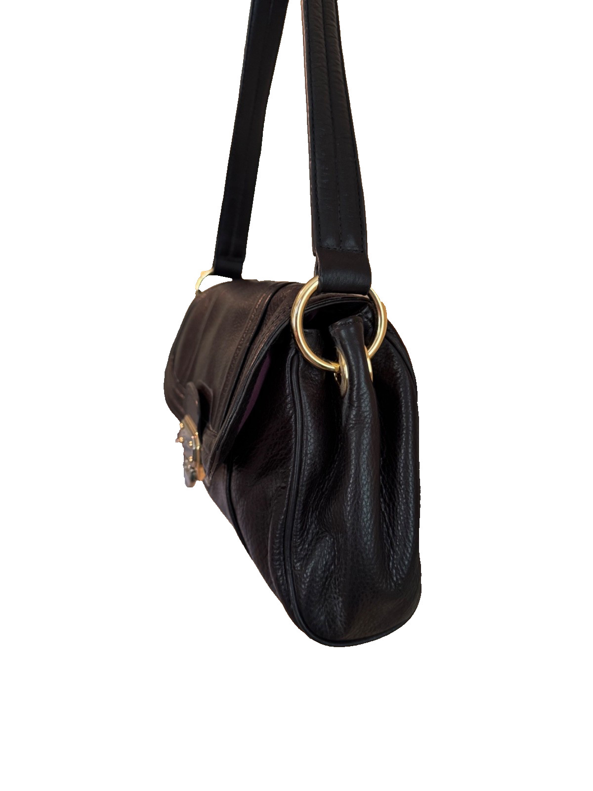 B Makowsky Leather Handbag Black Shoulder Bag W/black Strap
