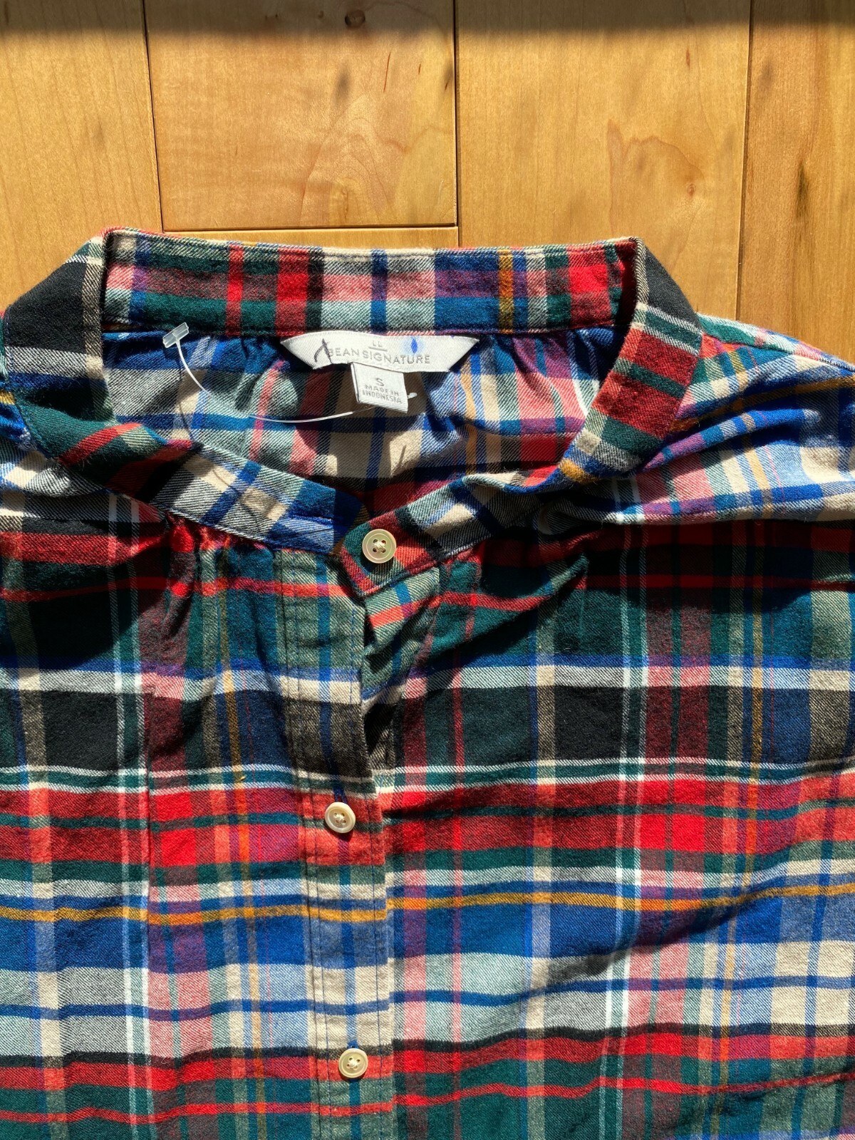 NWOT LL Bean womens Signature Lightweight Flannel Shirt, Collarless size Small