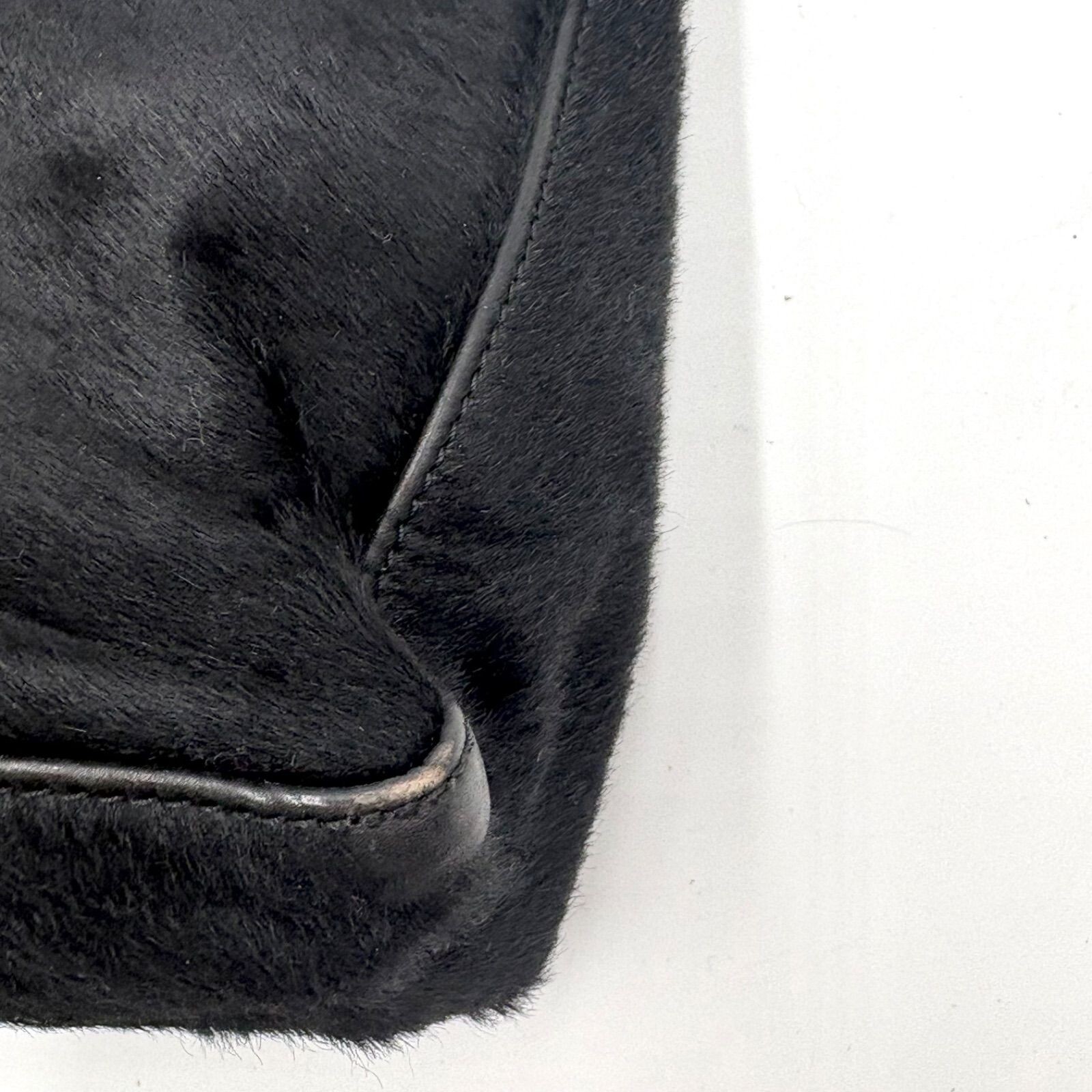 FENDI Accessory Pouch Calf Hair Pony Hair FF logo hardware Auth From Japan