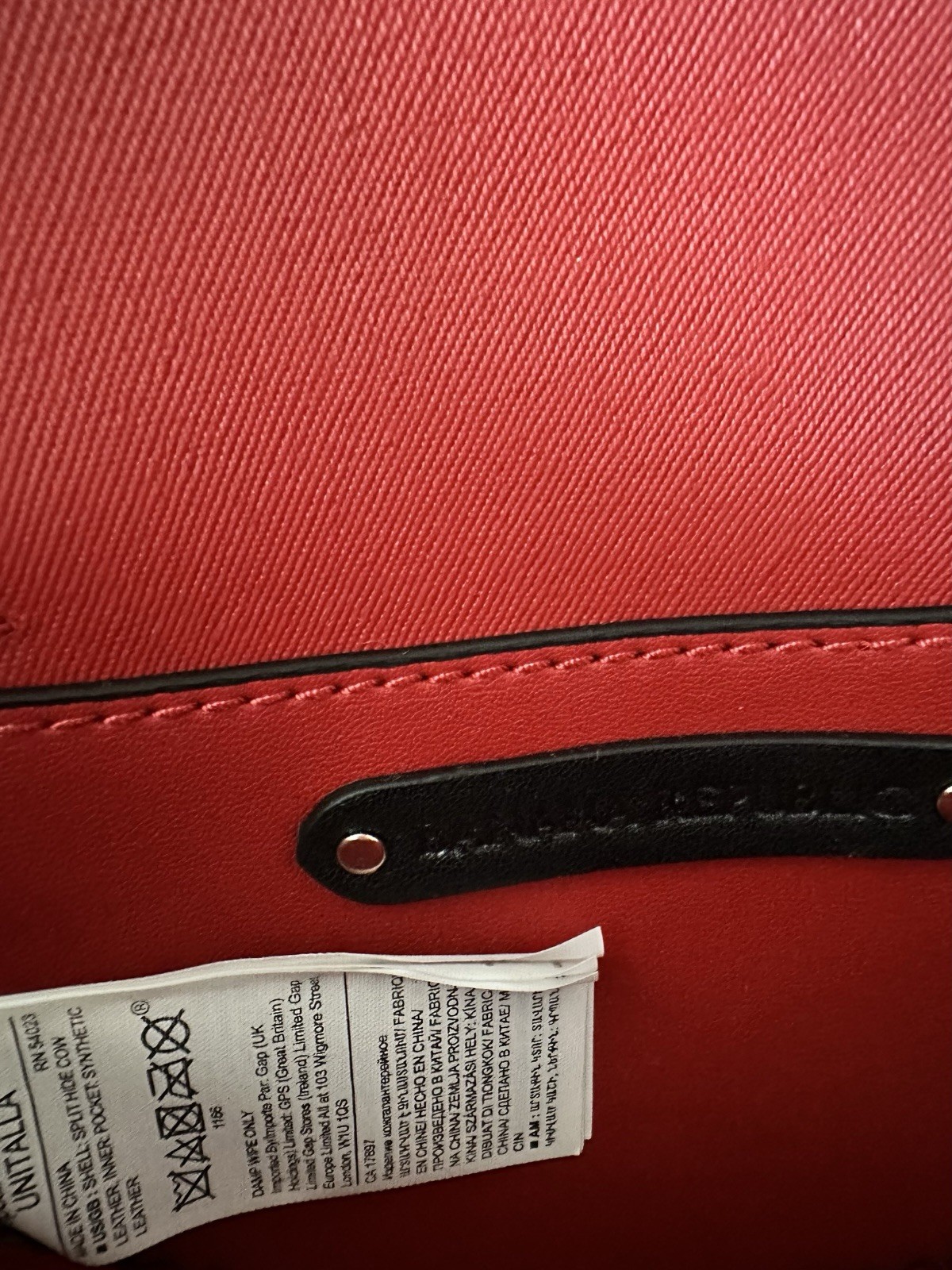 Banana Republic Small Black Half Moon Belt Bag Gold Hardware Red Lining Strap