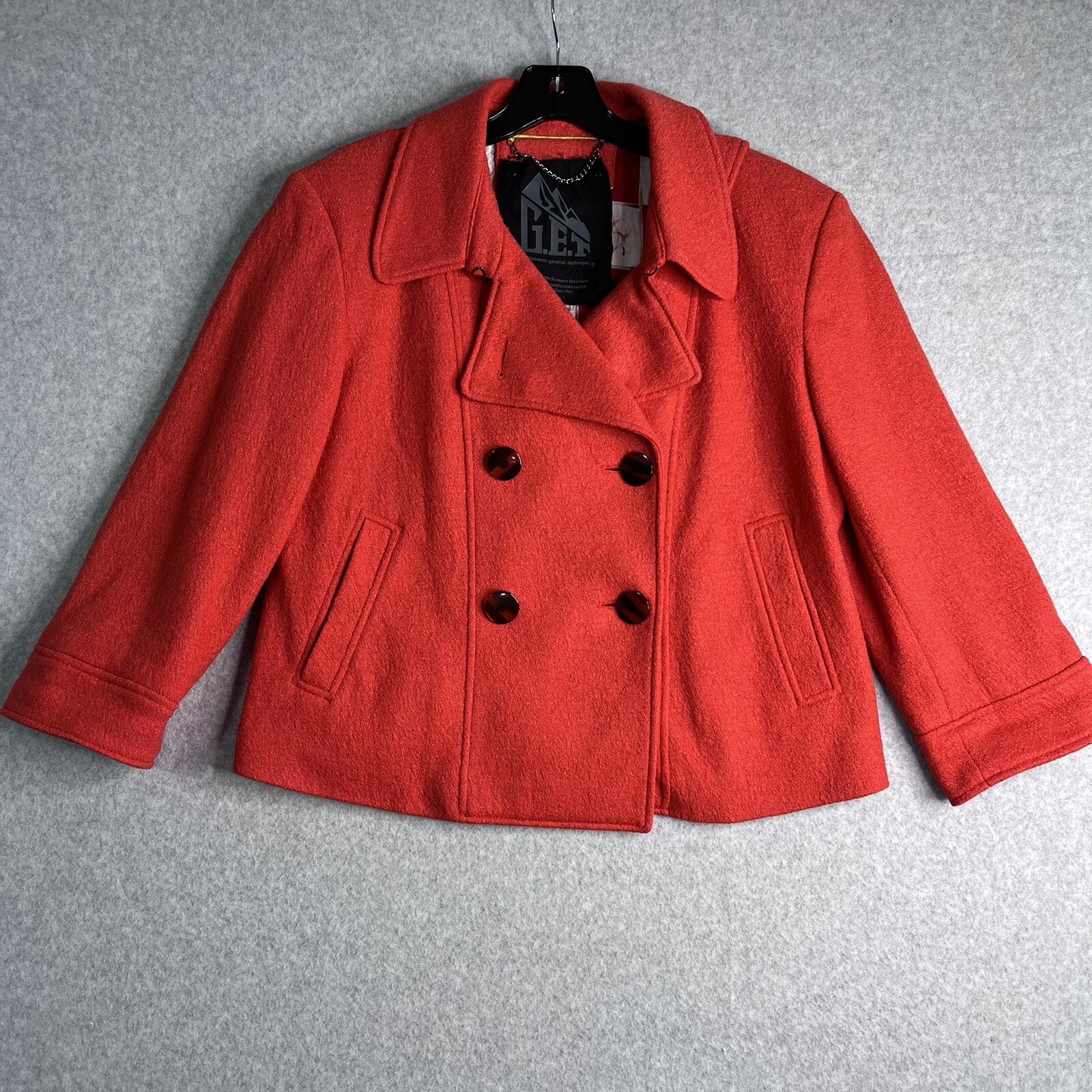 G.E.T General Equipment Technique Jacket Women’s L Double Breasted Crop Blazer