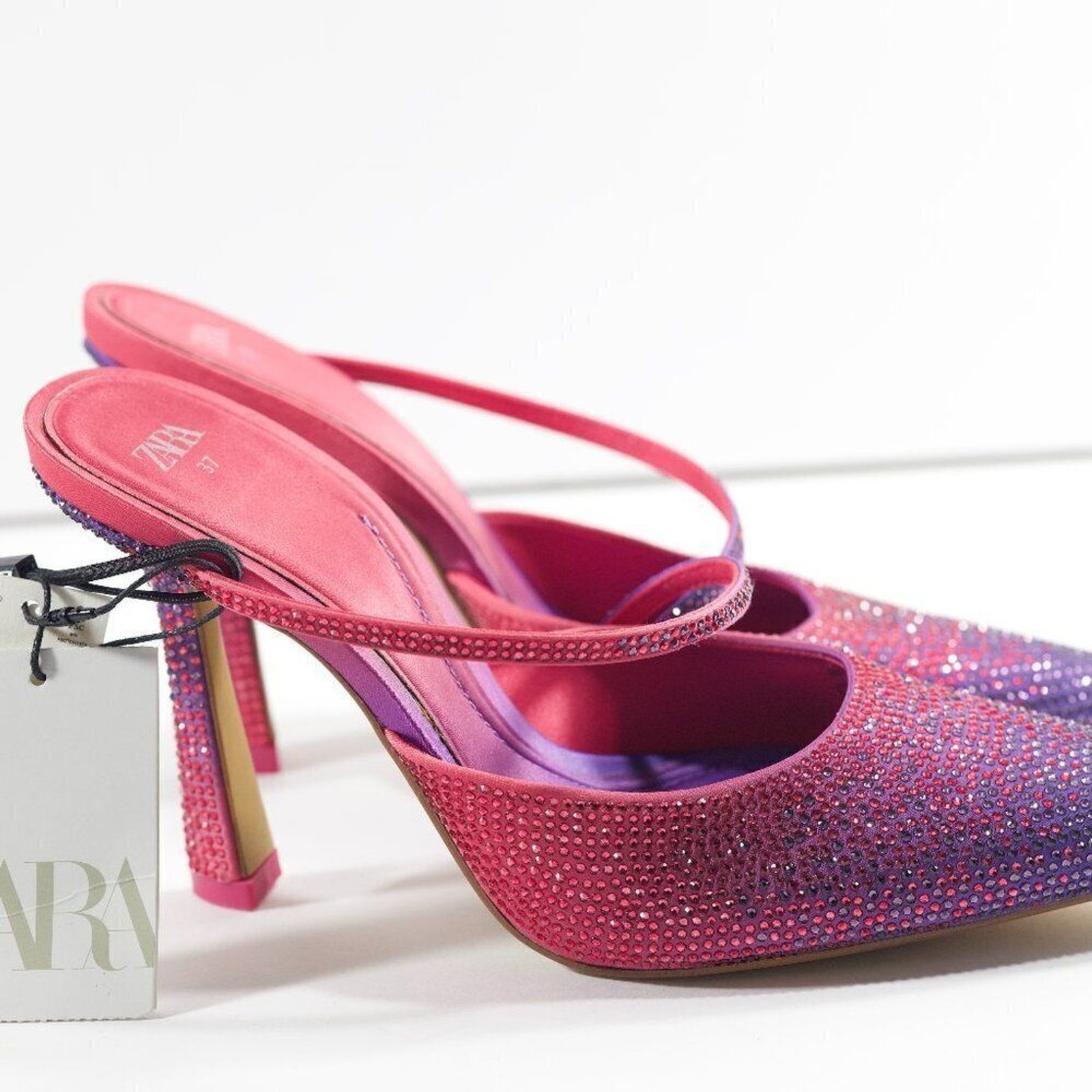 ZARA RHINESTONE HEELED MULES