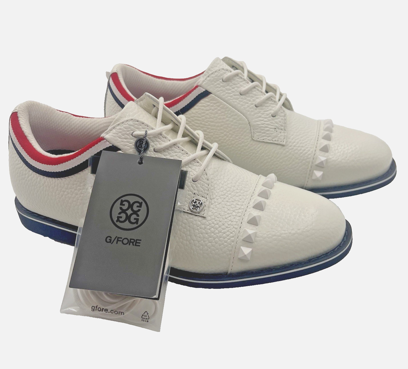 G/FORE Grosgrain Stud Cap Toe Gallivanter Golf Shoes White Womens 7.5 Waterproof